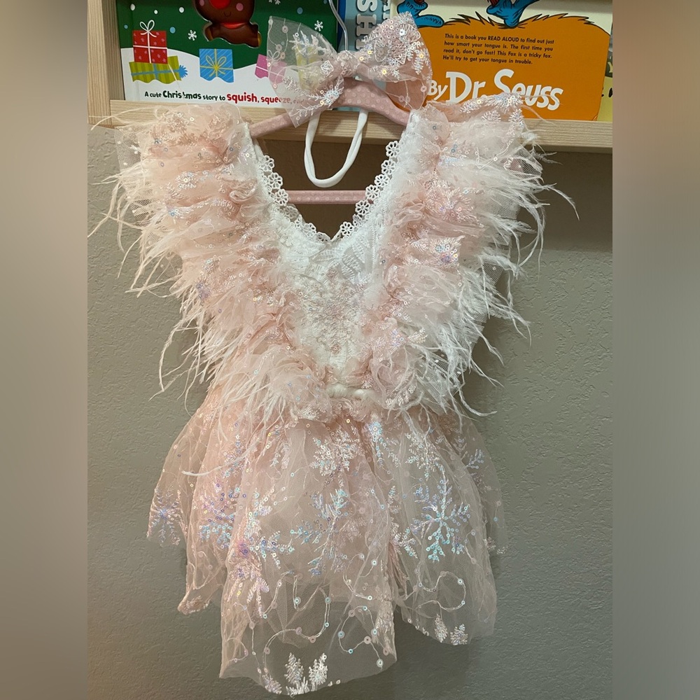Winter Wonderland Snowflake Dress and Matching Bow